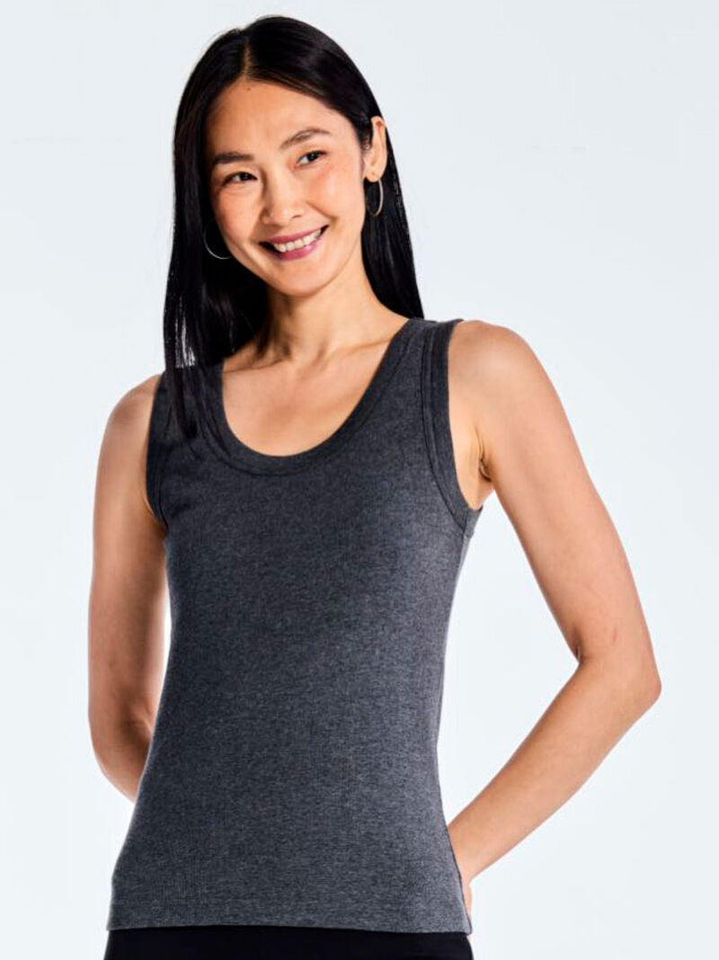 Woman Wears Perfect Knit Rib Scoop Tank image number 0