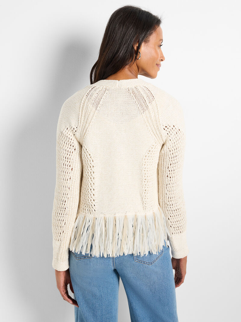 Woman Wears Tape Fringe Cardigan image number 3