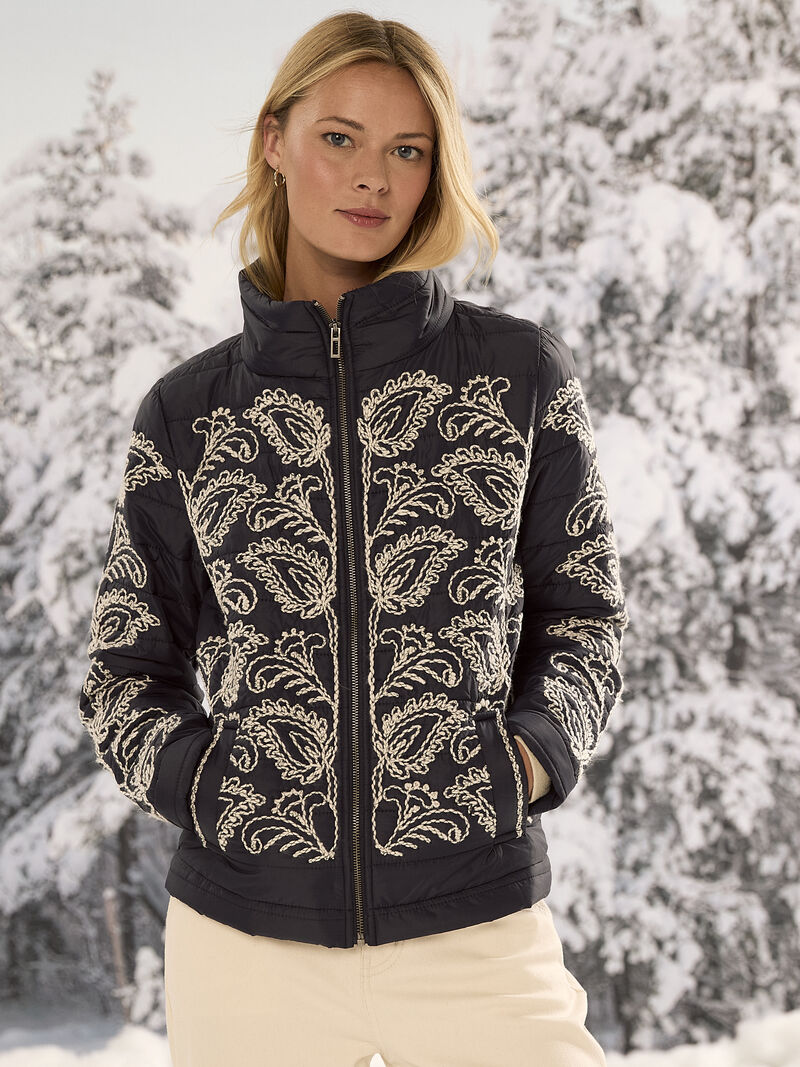 Embroidered Puffer Bomber