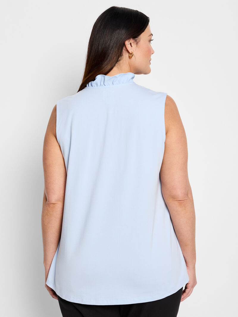 Woman Wears Ruffled Around Tank image number 3