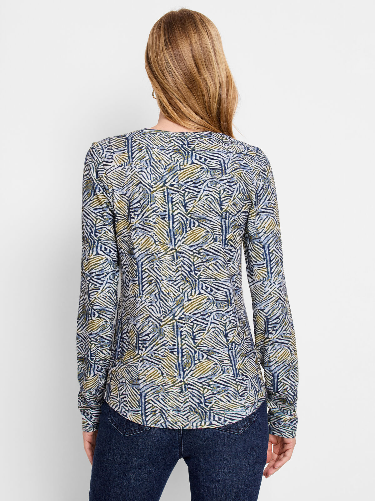NZT Sketched Lines Long Sleeve Scoop Neck Tee