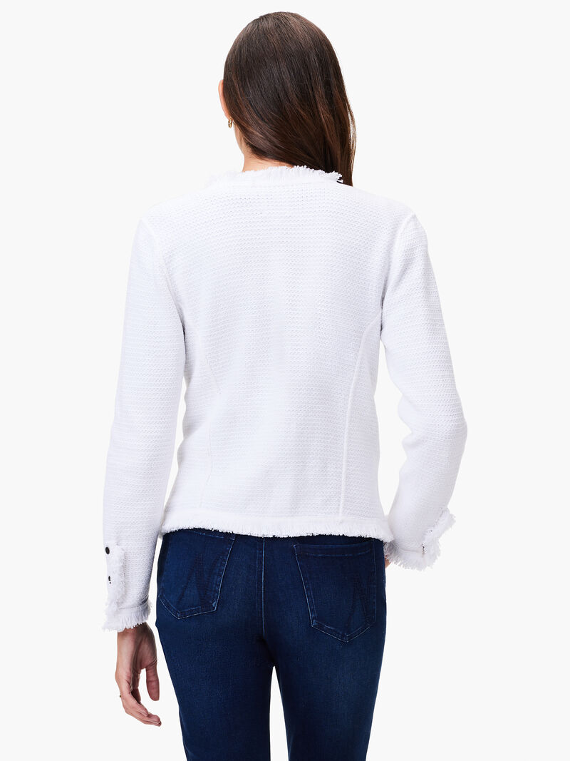 Woman Wears Fringe Mix Knit Jacket image number 3