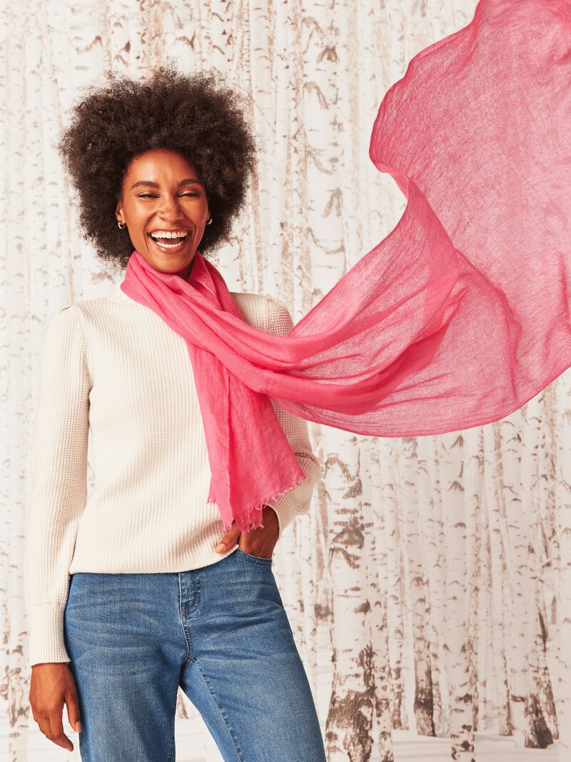 Woman Wears Meg Cohen - Cashmere Whisper Weight Scarf image number 2
