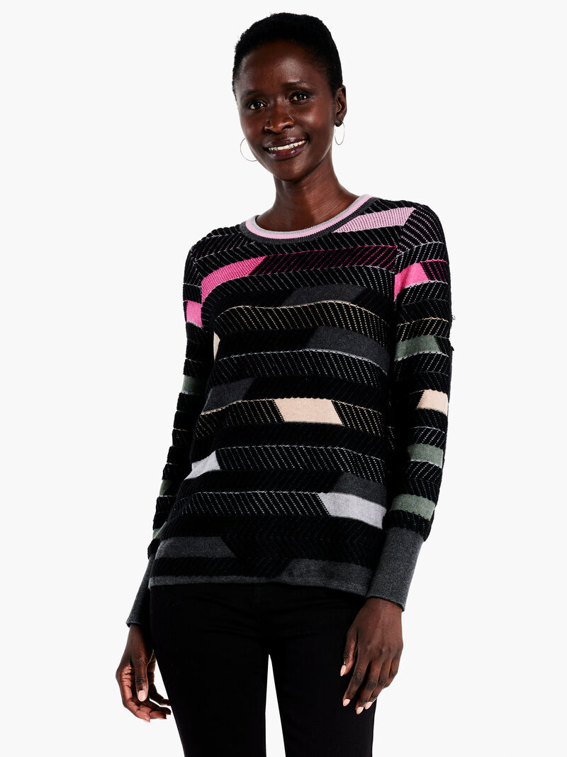 Woman Wears Shaded Stripes Sweater image number 0