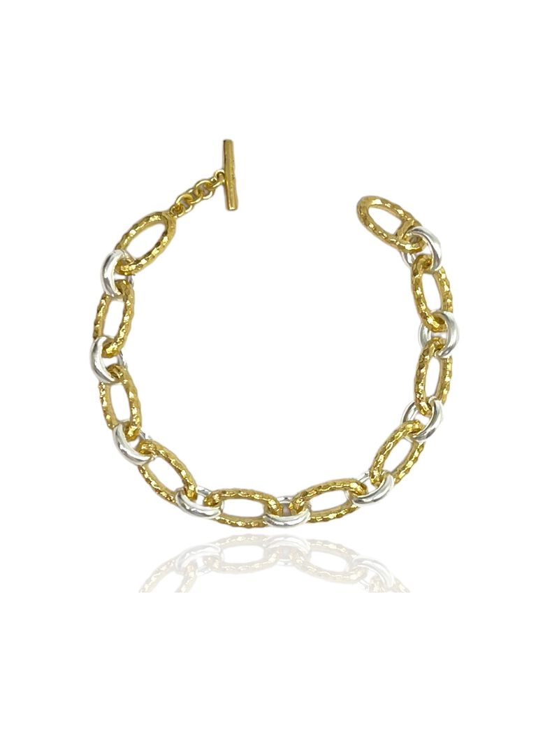 Woman Wears Tat2 Designs - Gold Two-toned Ravelle Chain Bracelet image number 0