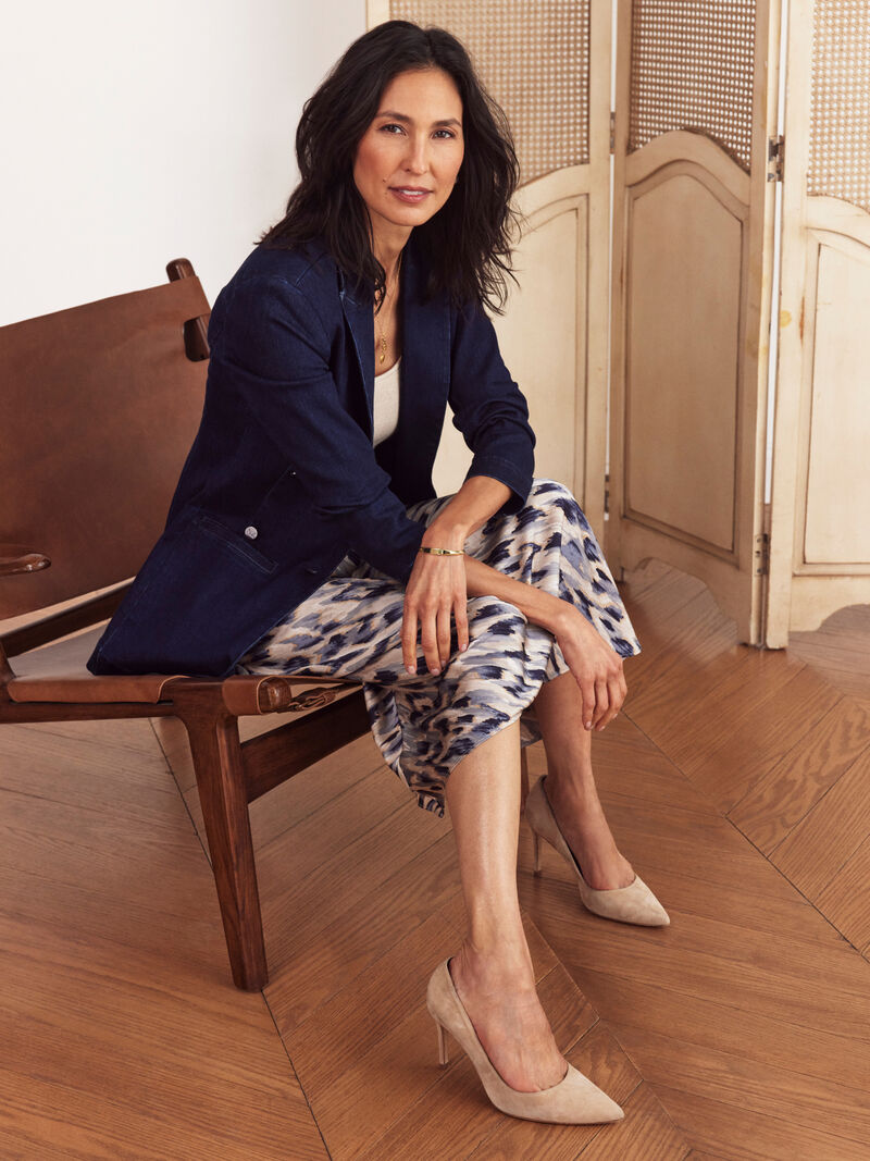 Woman Wears Soft As Butter Denim Blazer image number 4