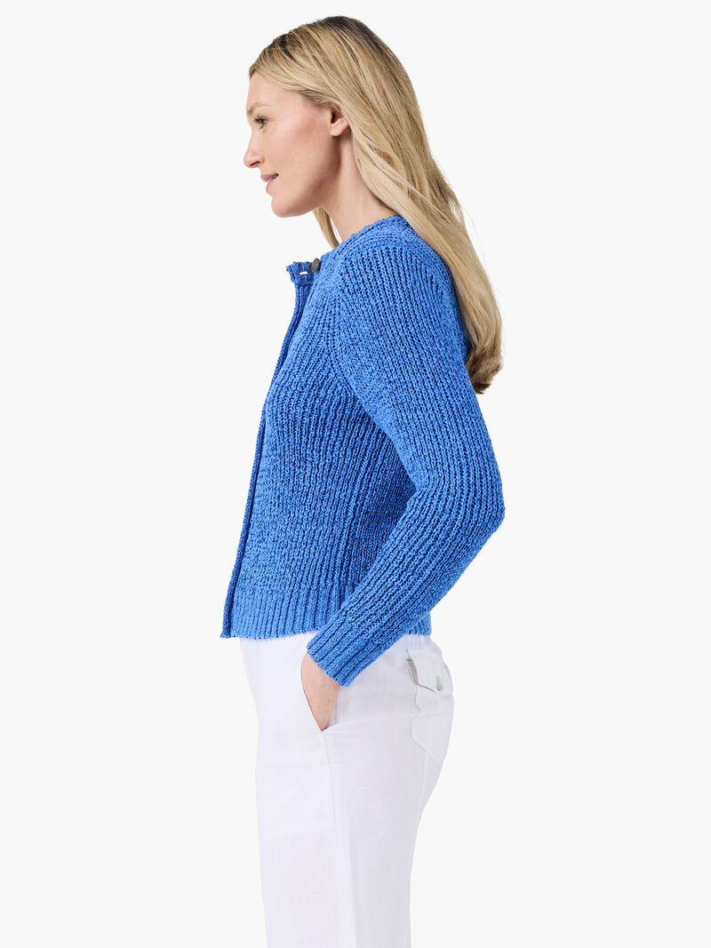 Woman Wears Tape Yarn Button Cardigan image number 2