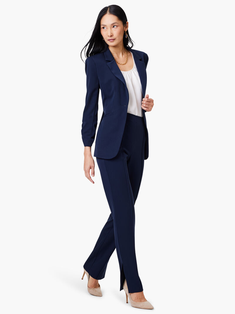 Woman Wears 31" Avenue Side Slit Straight Pant image number 1