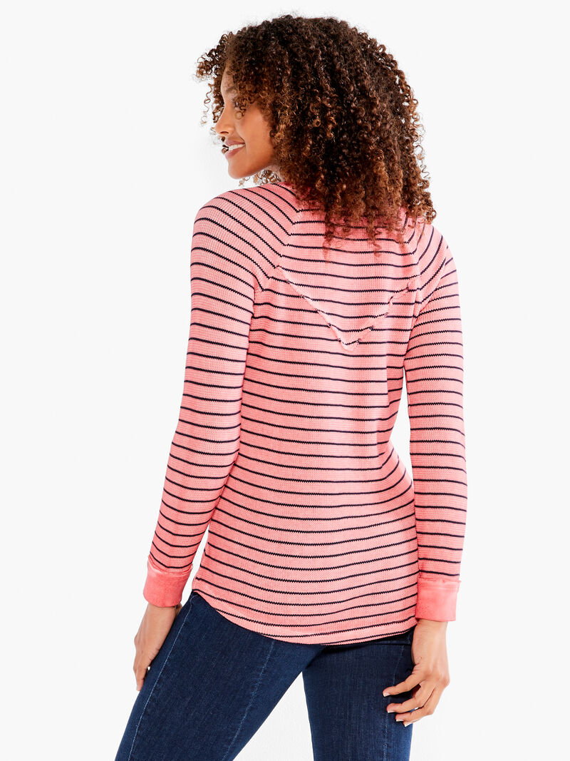 Woman Wears NZT Long Sleeve Striped Waffle Tee image number 2