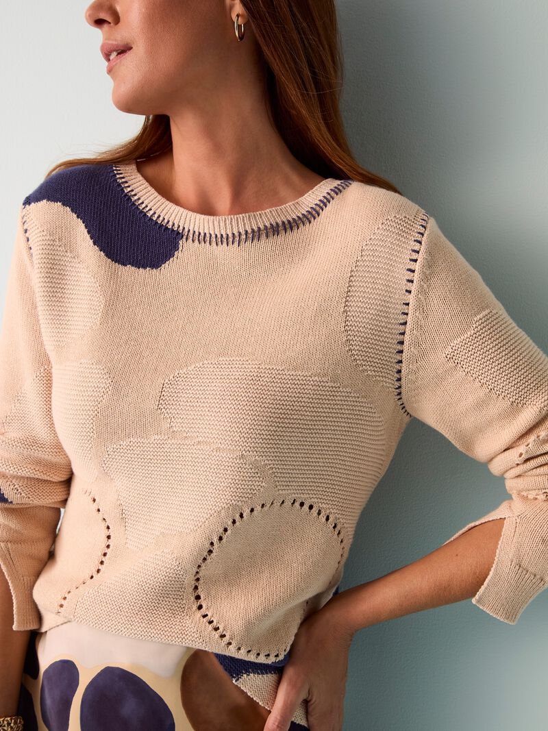 Woman Wears Placed Pebble Sweater image number 2