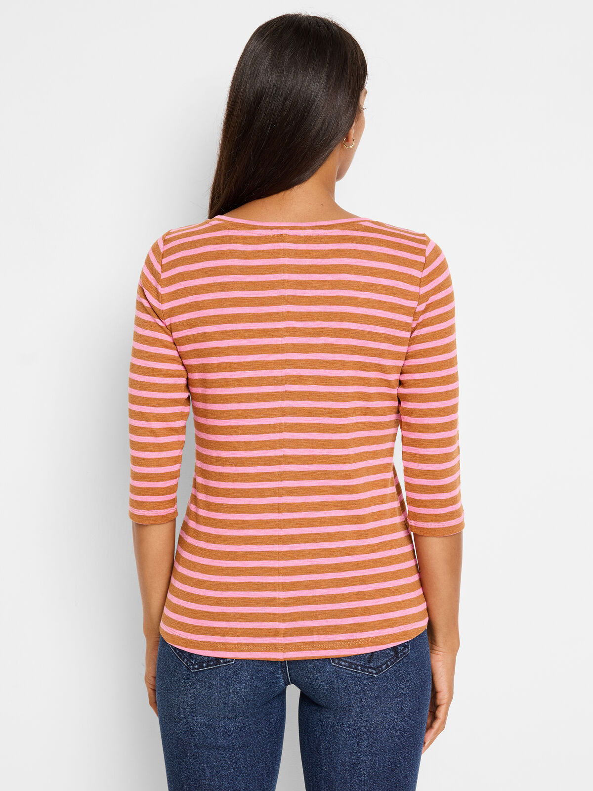 NZT 3/4 Sleeve Stripe Boat Tee
