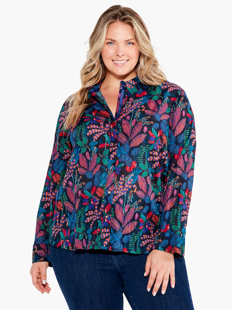 Woman Wears Vibrant Garden Crinkle Shirt image number 0