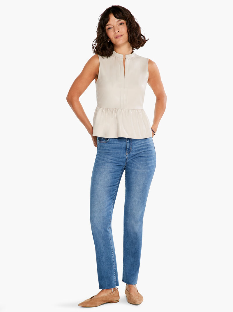 Woman Wears Faux Leather Swing Top image number 3