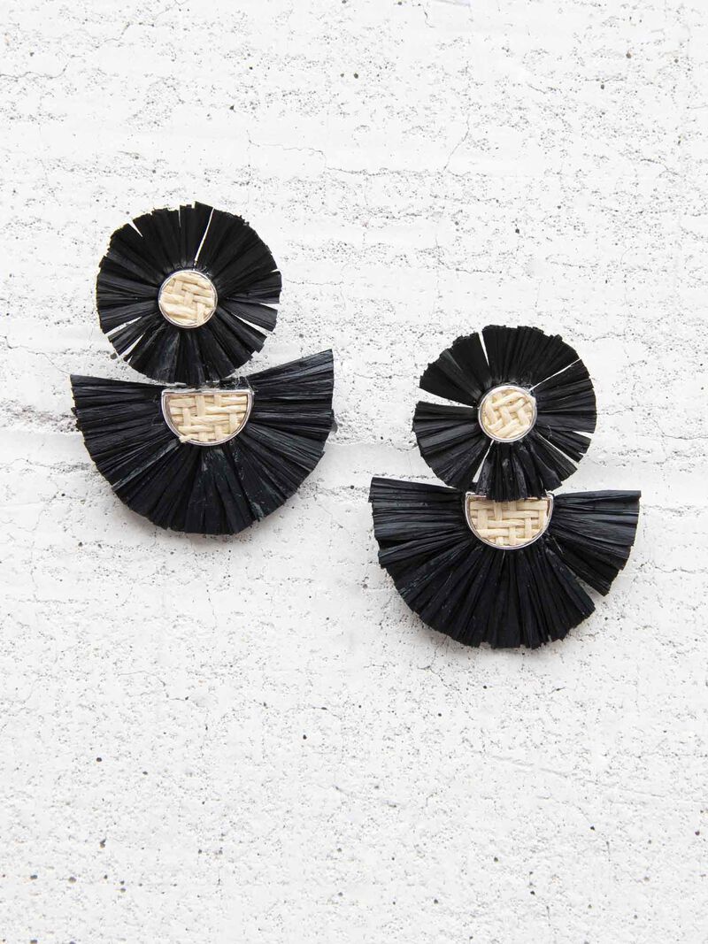 Woman Wears Marlyn Schiff Raffia Earring image number 0