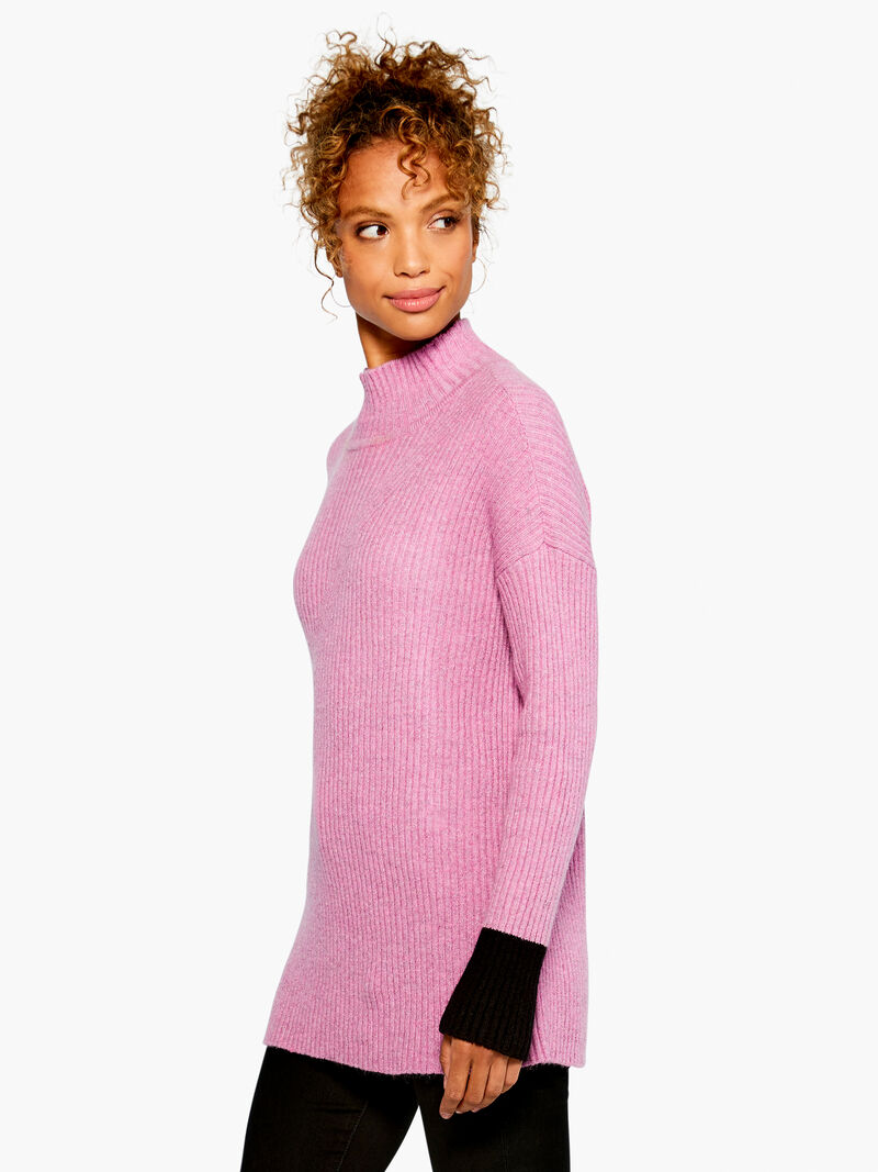 Woman Wears Cozy Up Textured Turtleneck Sweater image number 1