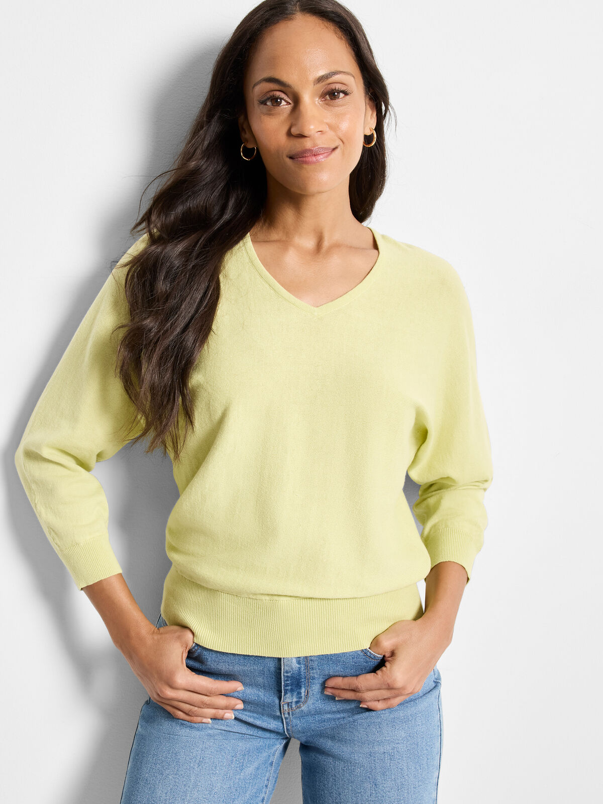 Easy V-Neck Pure Cotton Sweater