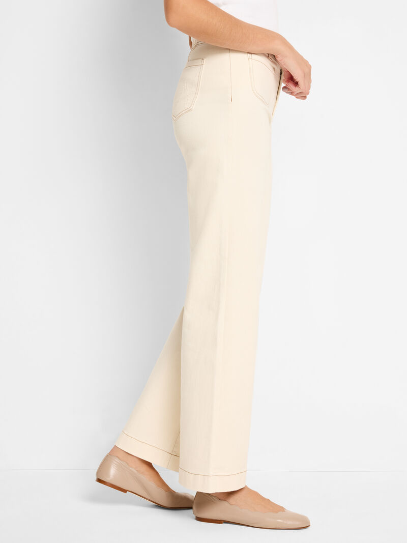Woman Wears 31" High Rise Wide Leg Pocket Jeans image number 2