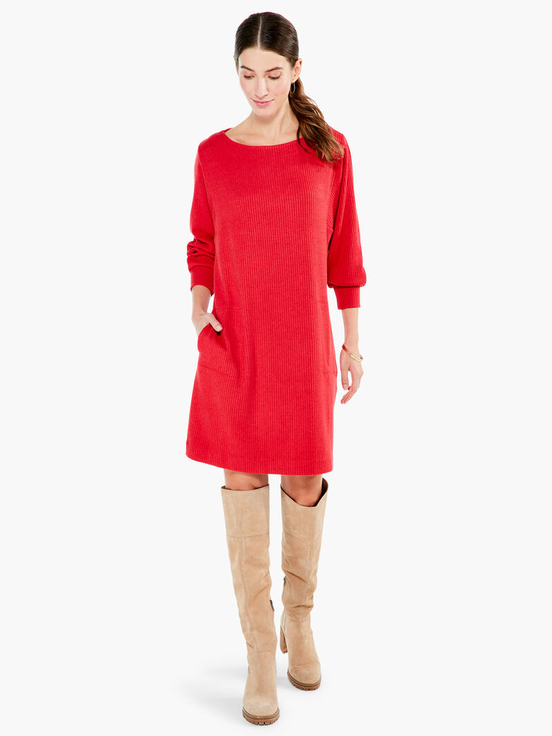 Woman Wears Cozy Rib Dress image number 3