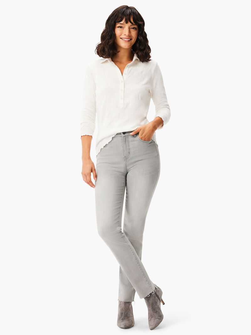 Woman Wears Lace Knit Collared Top image number 3