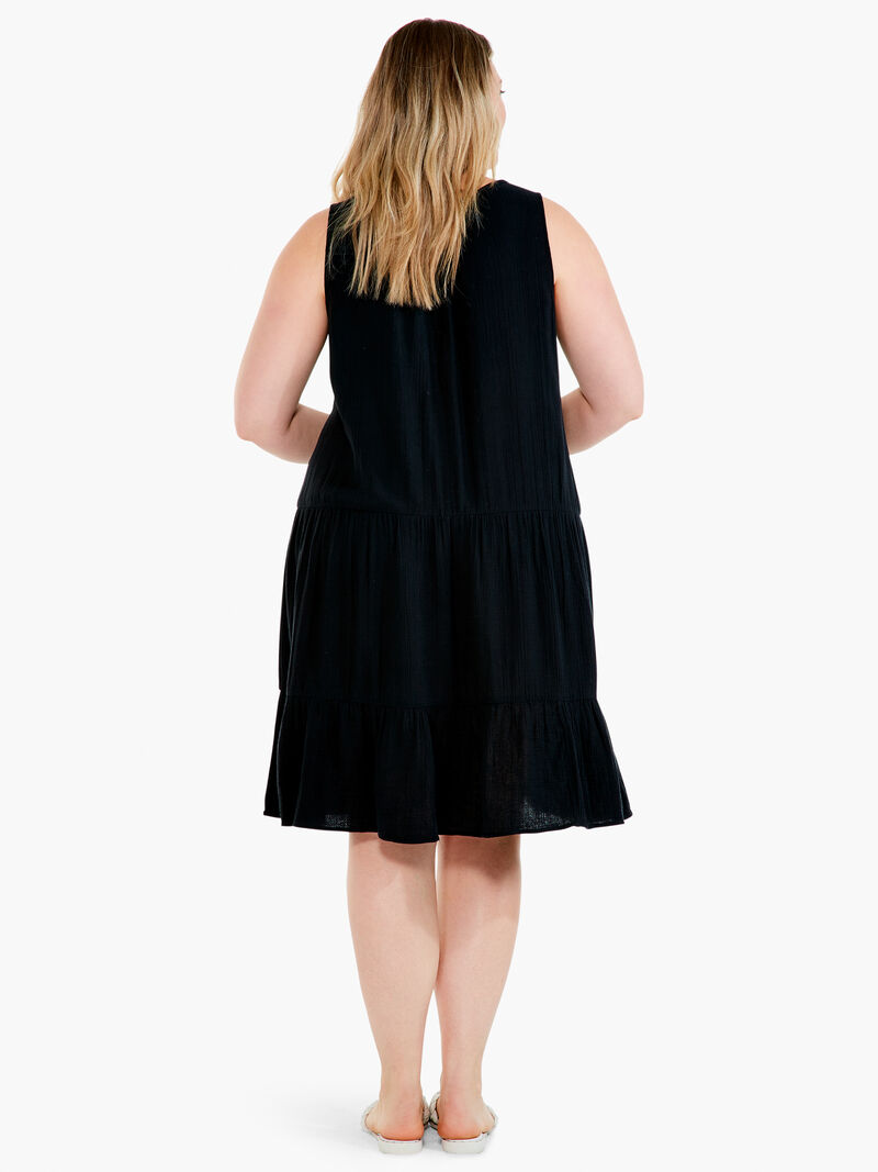 Woman Wears Double Gauze Tiered Dress image number 2