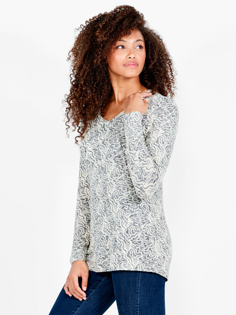 Woman Wears NZT Angled Ikat Long Sleeve Tee image number 1