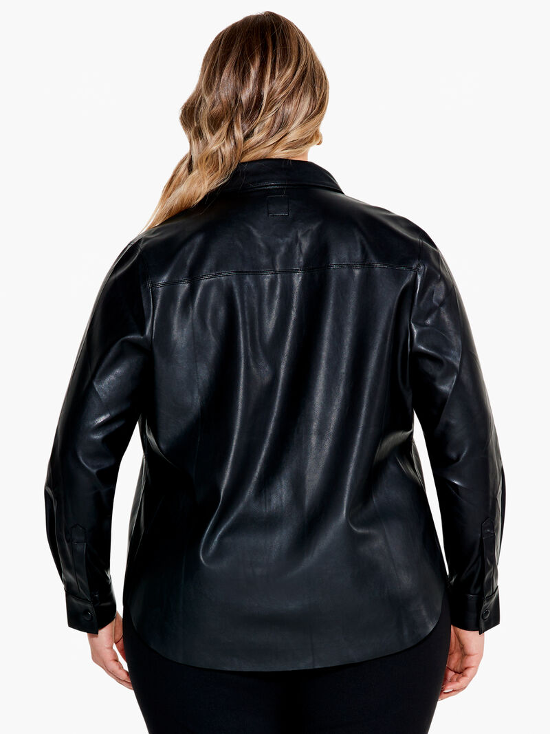 Woman Wears Faux Leather Shirt image number 2