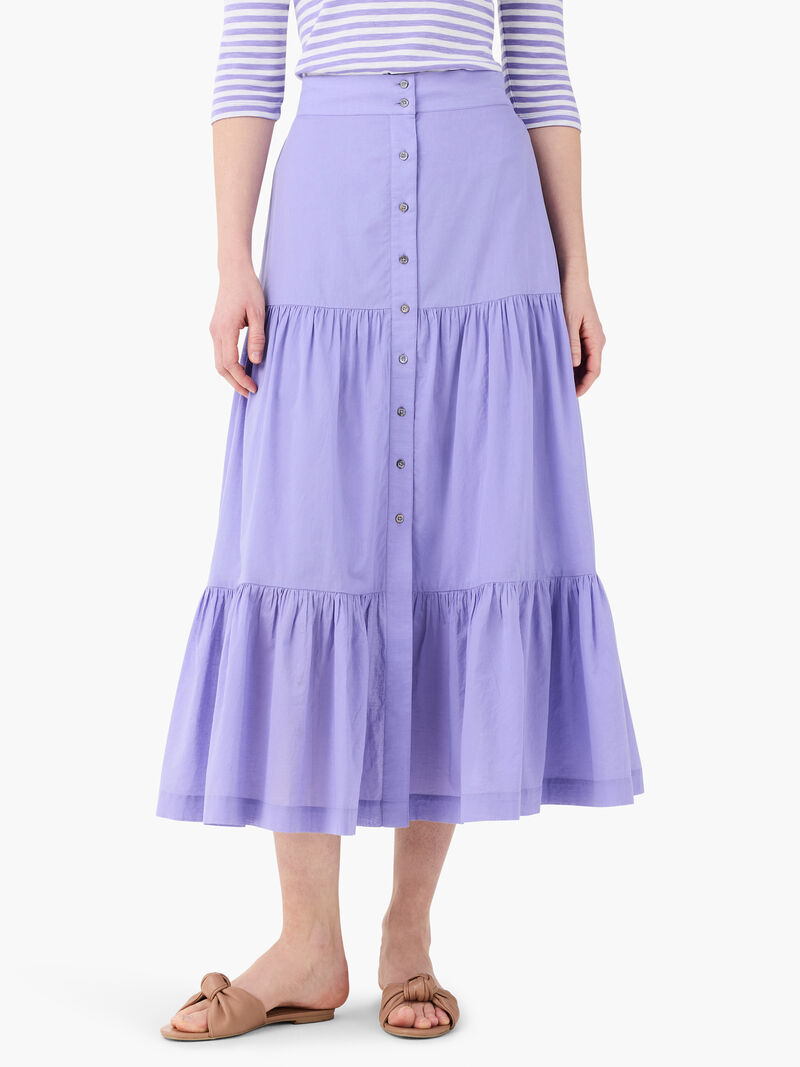Woman Wears Cotton Tiered Skirt image number 1