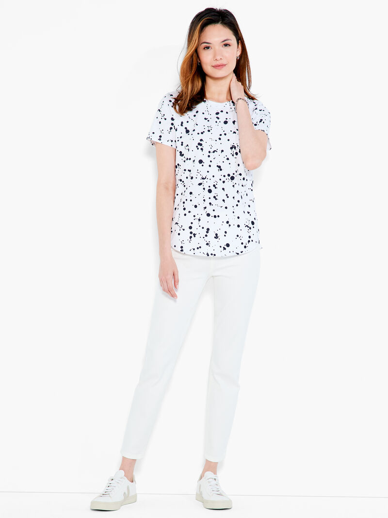 Woman Wears NZT Short Sleeve Splatter Shirt Tail Crew Tee image number 3