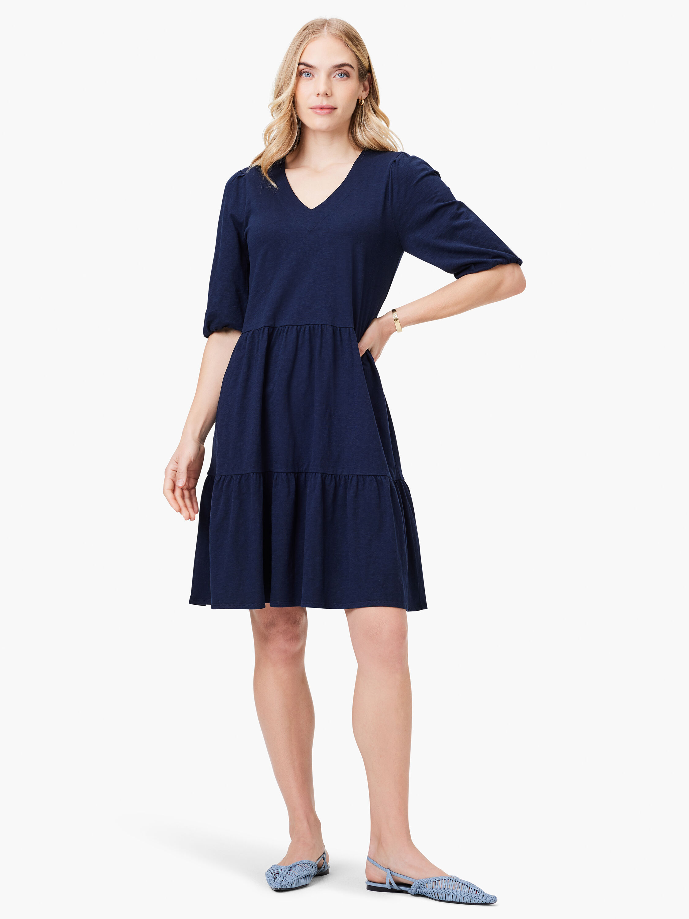 NZT Elbow Sleeve V Neck Dress NIC ZOE