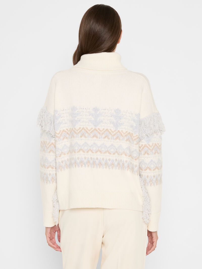Woman Wears Trimmed Fringe Sweater image number 3