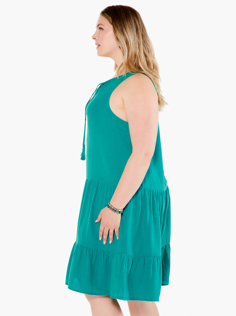 Woman Wears Double Gauze Tiered Dress image number 1