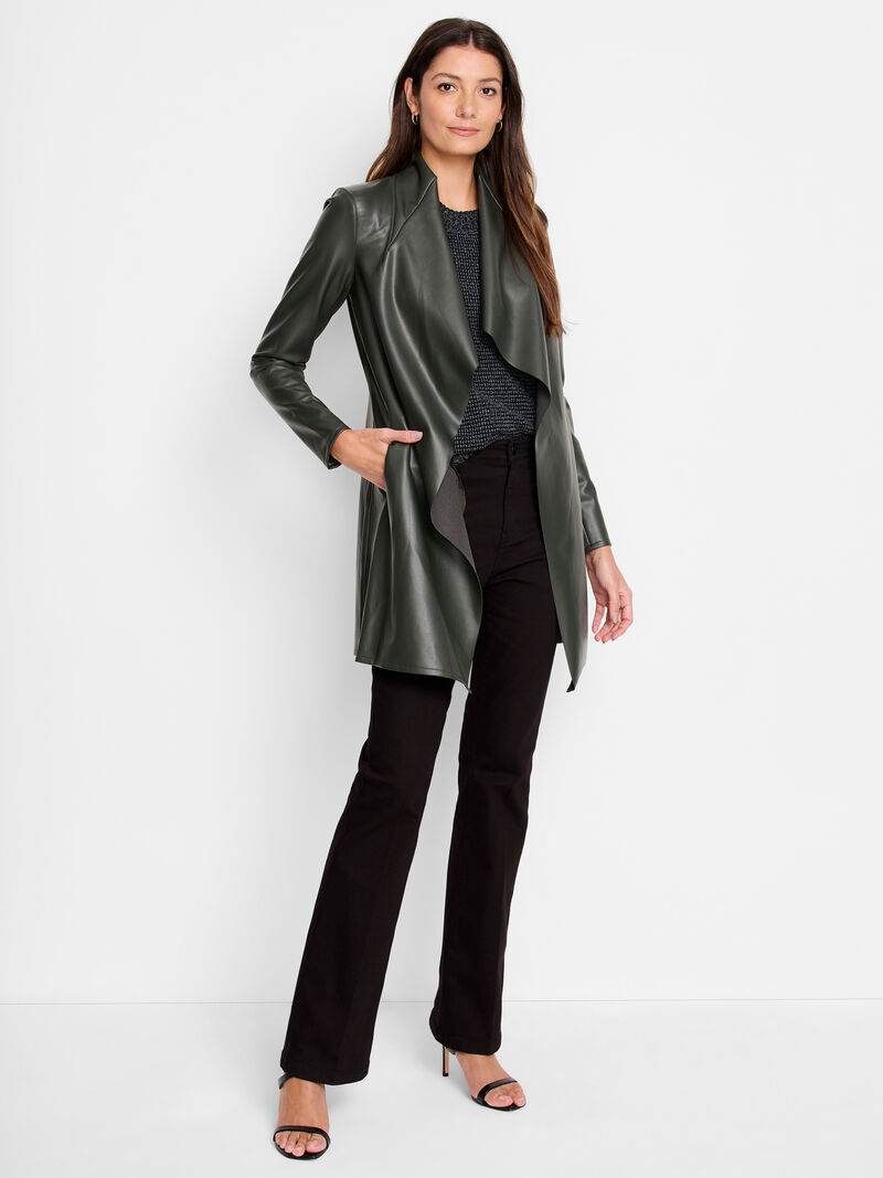 Woman Wears Faux Leather Lounge Around Jacket image number 1
