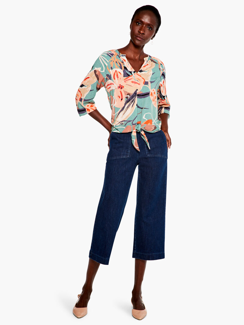 Woman Wears Artful Floral Live In Tie Top image number 3