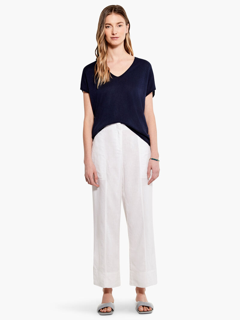Woman Wears Relaxed V Sweater Tee image number 3