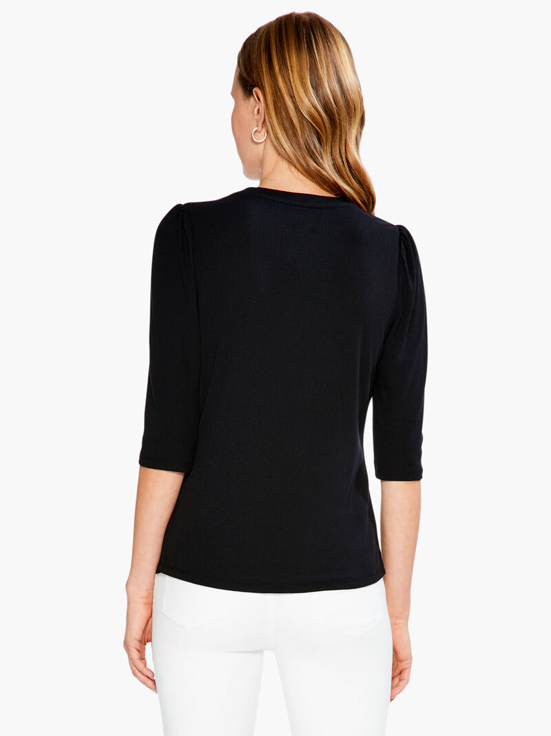 Woman Wears Drapey Rib Puff Sleeve Tee image number 2