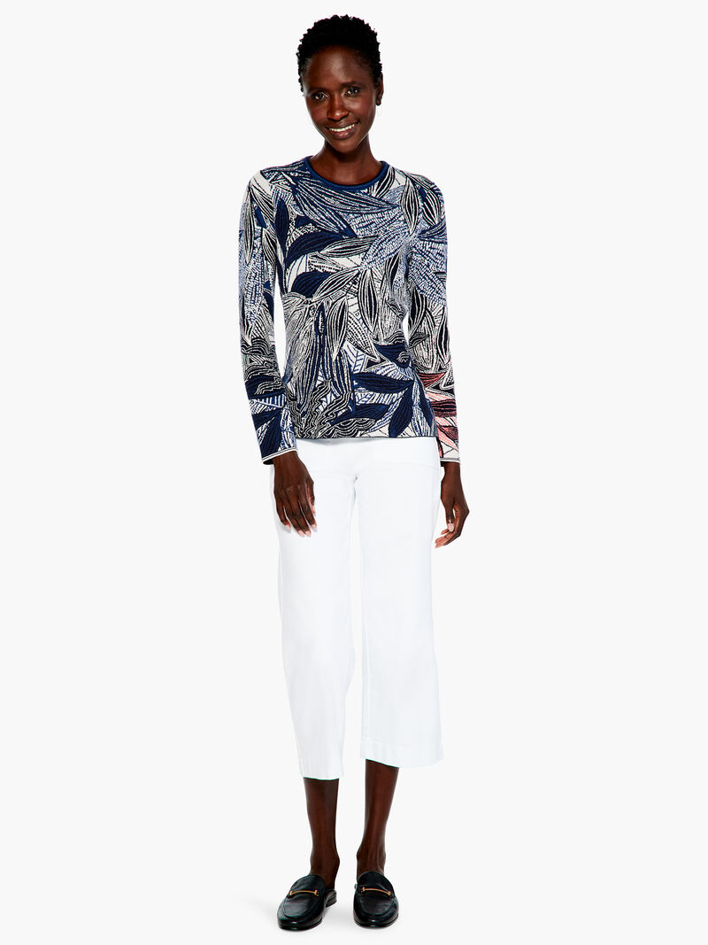 Woman Wears Layered Leaves Sweater image number 3