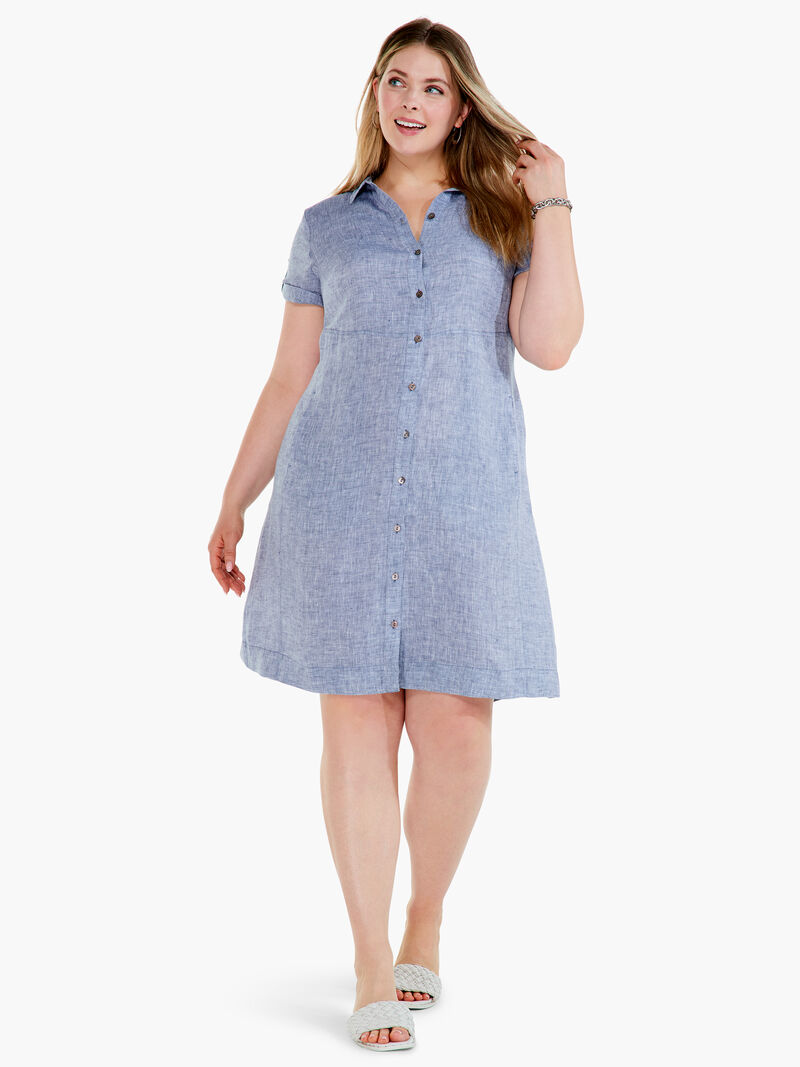 Woman Wears Drifty Linen Shirt Dress image number 3