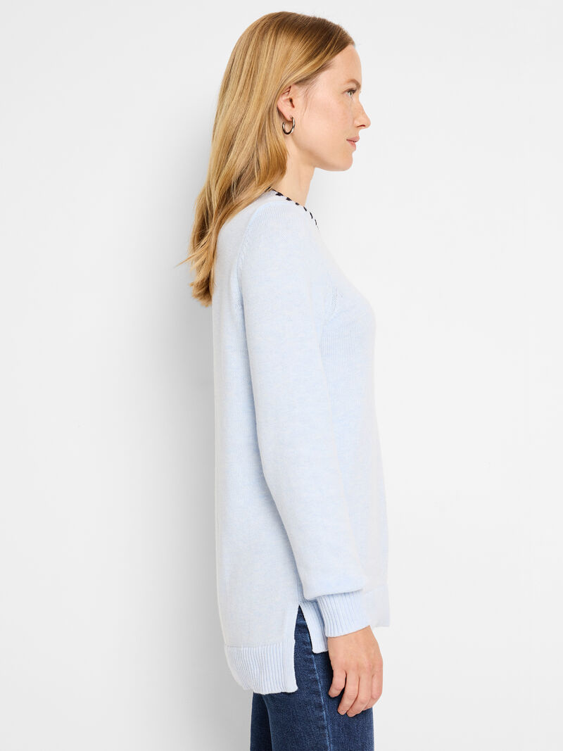 Woman Wears Cotton Cashmere Blanket Stitch Sweater image number 3