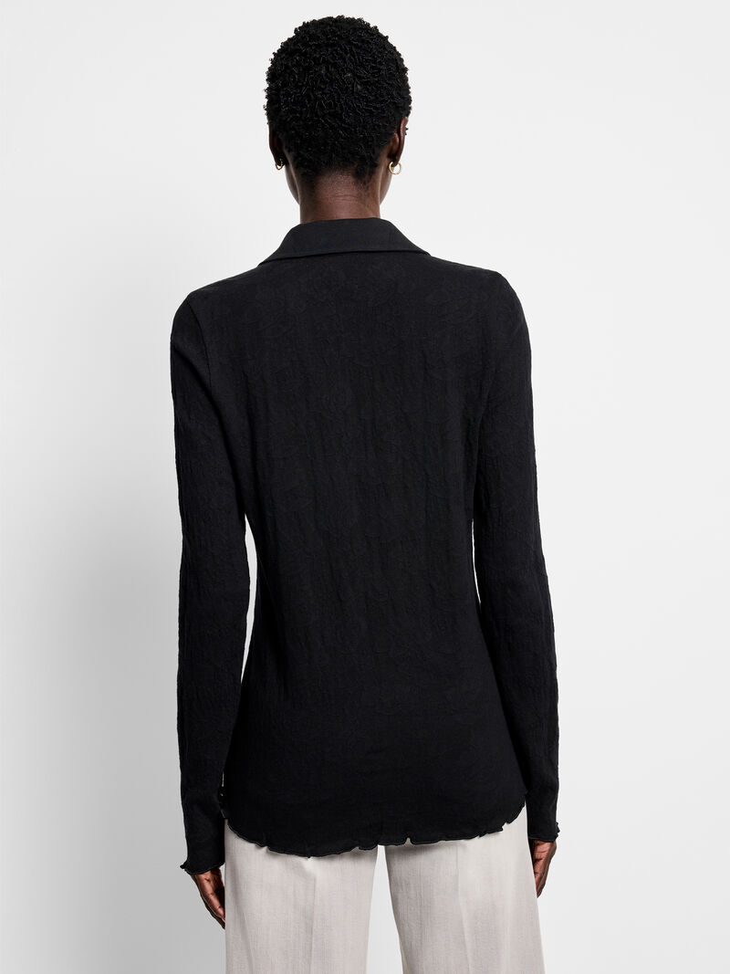 Woman Wears Lace Knit Collared Top image number 3