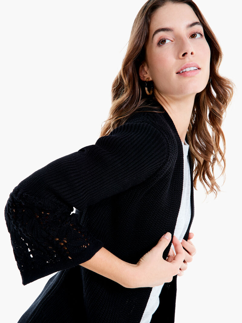 Woman Wears Pointelle Cuff Cardigan image number 0