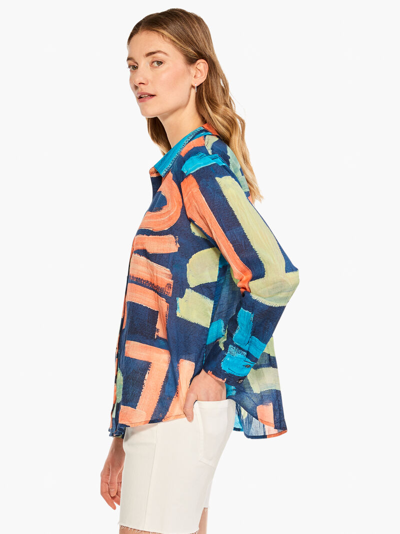 Woman Wears Love Art Joy Crinkle Shirt image number 2