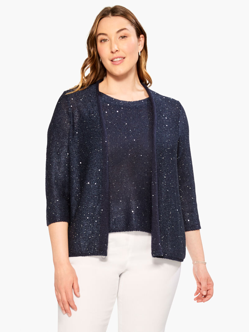 Woman Wears Sequin Cardigan image number 0