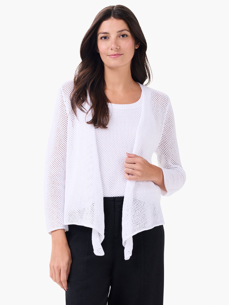 Woman Wears Mesh 4-Way Cardigan image number 0