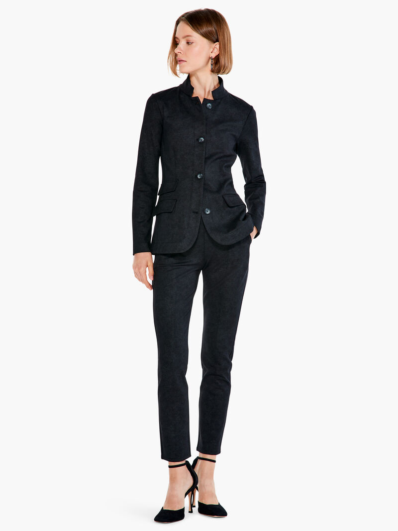 Woman Wears Sueded Foil Slim Trouser image number 3