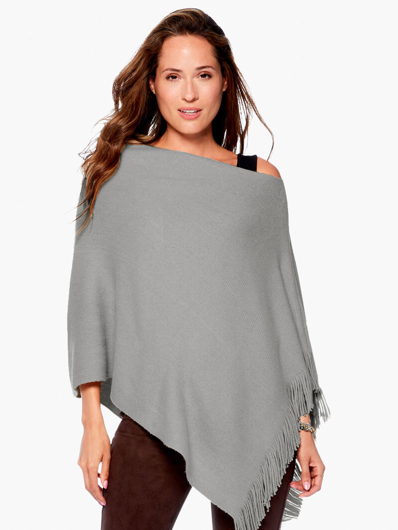 Woman Wears Echo Essentials Milk Fringe Poncho image number 0