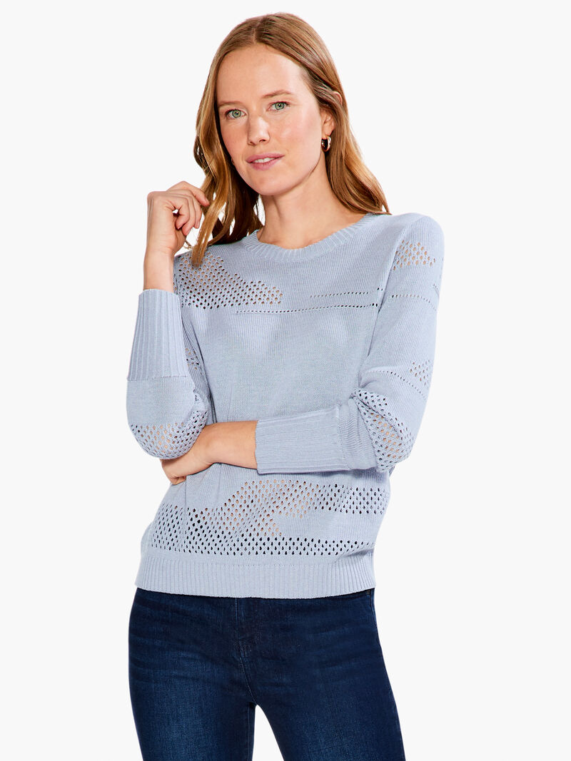 Woman Wears Placed Pointelle Sweater image number 0