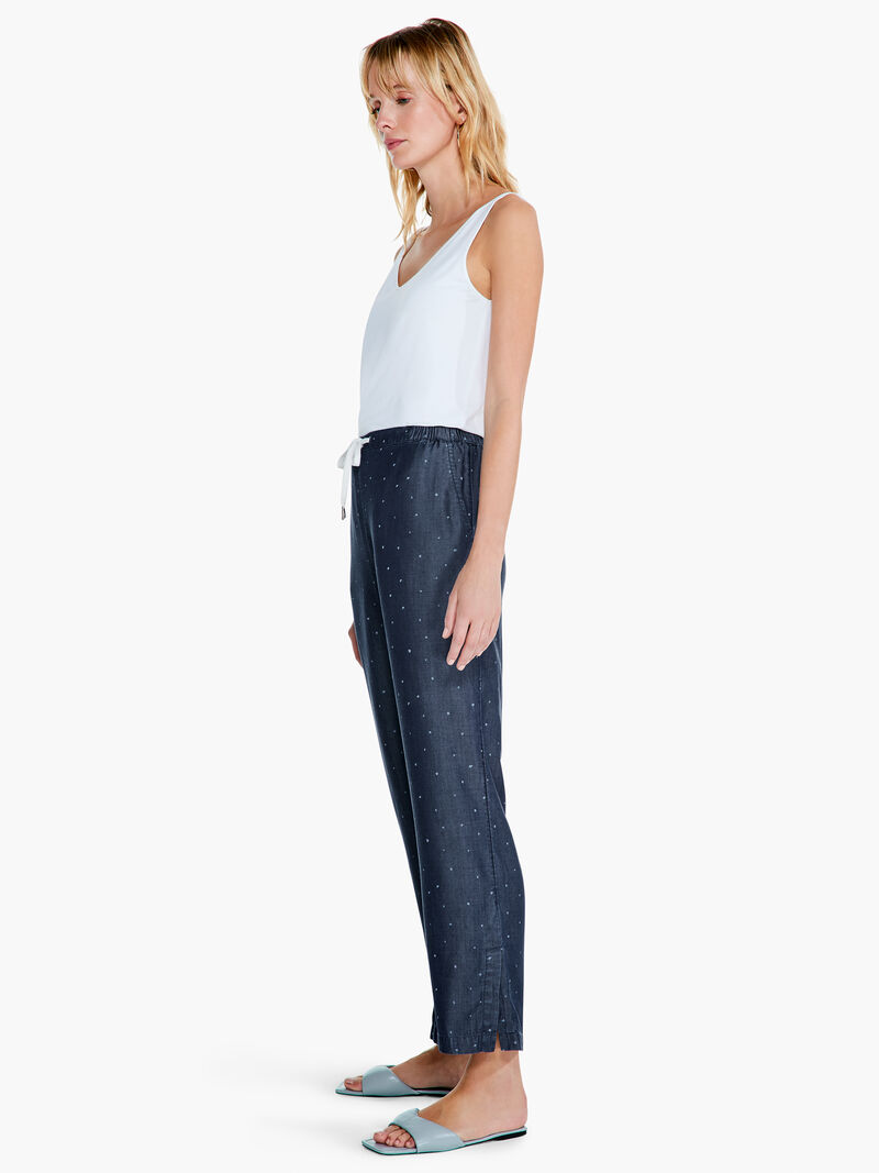 Woman Wears Denim Dot Wide-Leg Pant image number 1