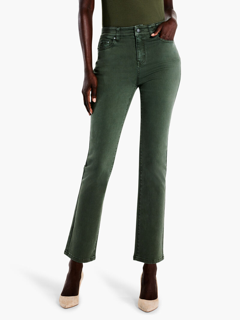 Woman Wears 28" Colored Mid-Rise Straight Ankle Jeans image number 0