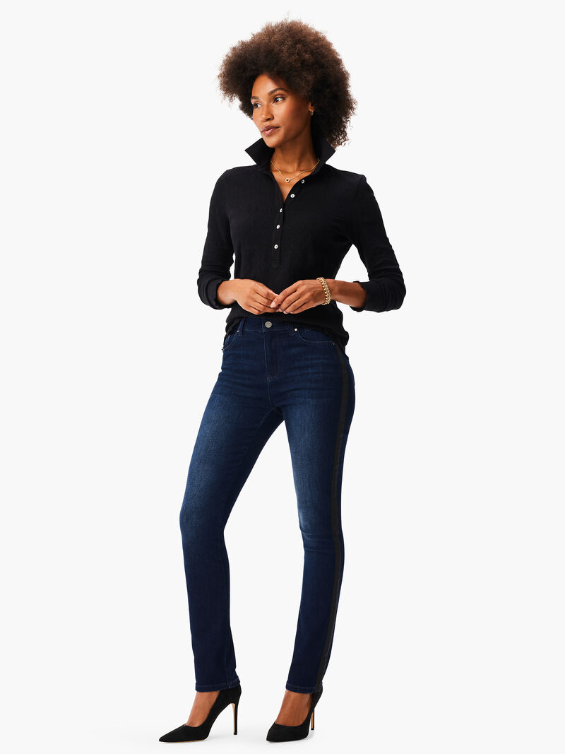 Woman Wears NZ Denim 31" Mid Rise Slim Tuxedo Jean image number 1