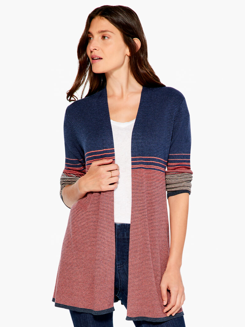 Woman Wears Ombre Twirl Cardigan image number 1